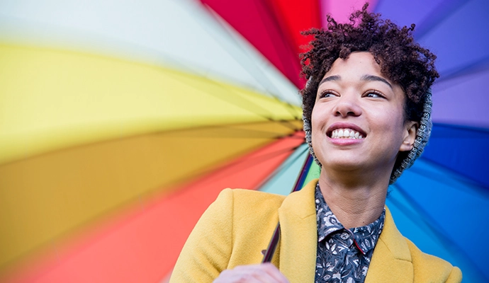 A woman with an umbrella